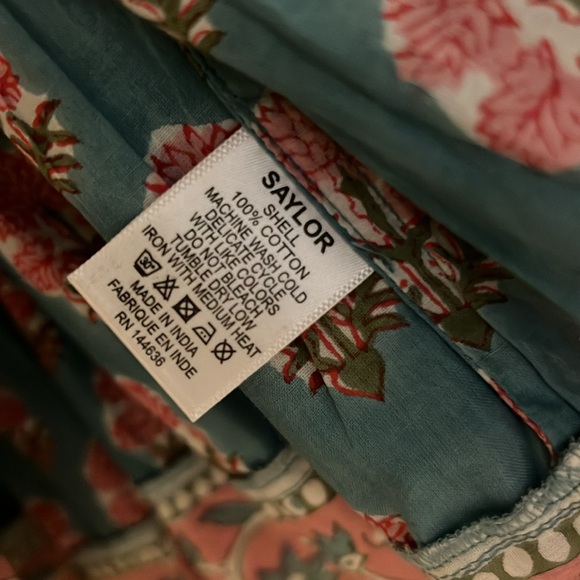 SAYLOR blue and pink block print Flutter Sleeve Sundress, size S. Worn once! - Picture 5 of 5